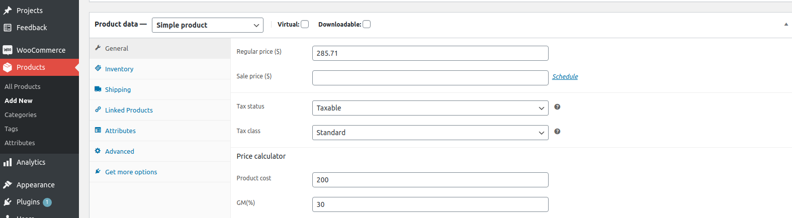 Plugin Installed with Cost and GM